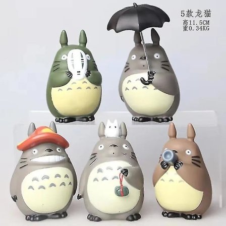5 stk. Miyazaki Hayao Min Nabo Totoro med paraply PVC-figur samleobjekt modellleketøy