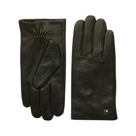 Tommy Jeans Handschoen- Essential Flag Leather Gloves , Zwart , Heren , Maat: L