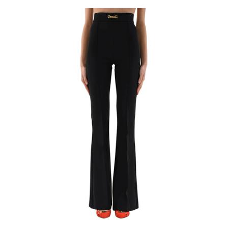 Elisabetta Franchi, Wide Trousers Zwart, Dames, Maat:L