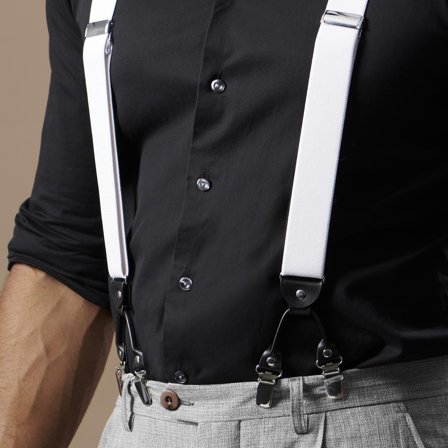 Suspensórios Largos Brancos para homens - Suspensórios com molas