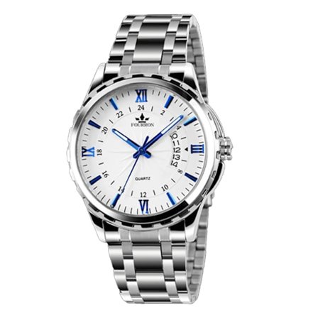 Quartz klokke herre klokke, kalender nattlys klokke enkel vanntett stål armbåndsur