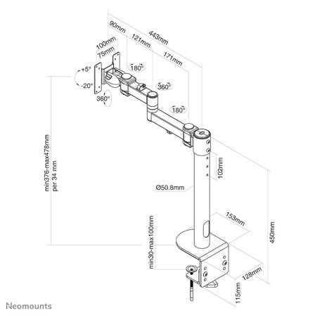 Neomounts by Newstar NEOMOUNTS Flat Screen Desk Mount Clamp high capacity