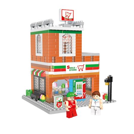 Byggkloss mini stadsgata, närbutik, 617 delar