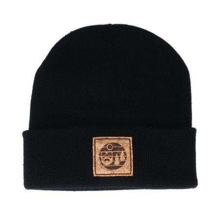 Bearded Man - Svart cuff Beanie - Sunset Logo Patch Black Beanie @ Hatstore
