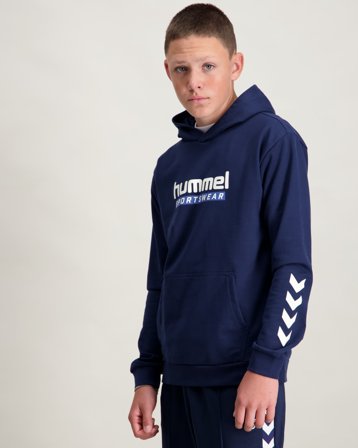 Hummel hmlJR LOGO HOODIE Blå Hoodies/Hættetrøjer Dreng - Kids Brand Store