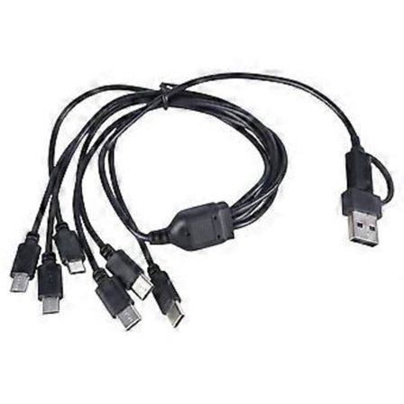 Multi Ladekabel 6-Port USB Ladeledning med Type C og USB-kontakter for Elektronikk 150cm/50cm Lengde