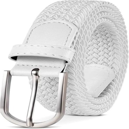 Herrebælte, Elastisk Flettet Bælte Unisex Herre Dame Flettet Elastisk Stretchvævet Bælte 33mm (1.25") Hvid