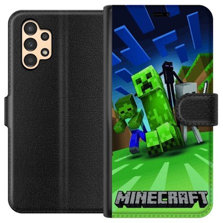 Kompatibelt Plånboksfodral till Samsung Samsung Galaxy A13 Minecraft Creeper mobilskal i klassisk grön pixelstil