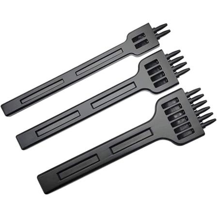 Set, läderstansar, gör-det-själv-läderhålslag, gör-det-själv metallhantverk 2/4/6 stift Syverktyg Hålstans för bälte, 4MM (svart) 3 stycken