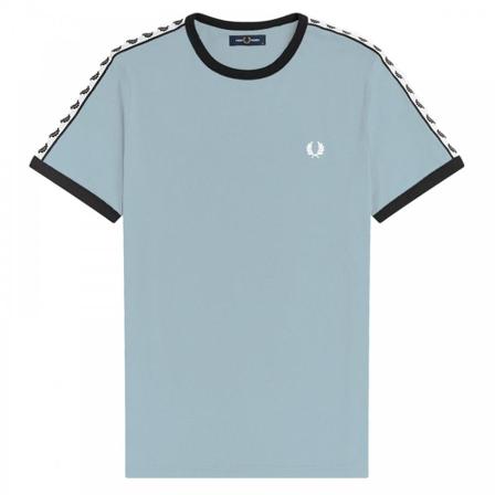 Fred Perry, Authentic Taped Ringer Tee Chalk Blauw, Heren, Maat:L,Camouflage