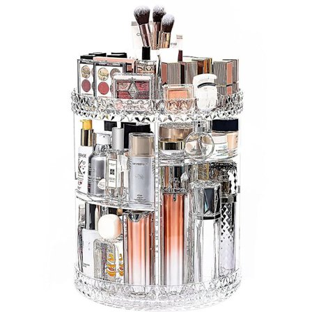 Makeup Organizer 360 graders roterende kosmetik opbevaringsarrangør justerbar makeup display case passer til smykker makeup børster og læbestifter 