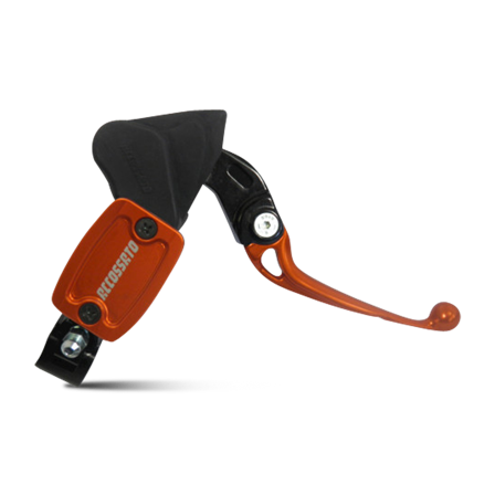 Radiaalijarrupääsylinteri Accossato integroidulla säiliöllä ja taittuvalla vivulla, 10.5 mm mäntä, Offroad-moottoripyöriin, skoottereihin ja Pitbike-