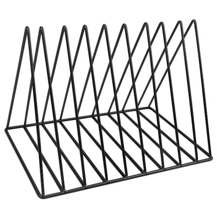 Trekant skrivebordsstativ, 9 spor metallplateholderstativ, frittstående vinylstativ, dokumentstativ, multifunksjonell skrivebordsarrangør bokhylle