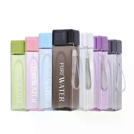 500ml Klar Fyrkantig Dricksglas i Matt Plast, Portabel Vattenflaska med Mjölksladd för Utomhussporter och Fitness