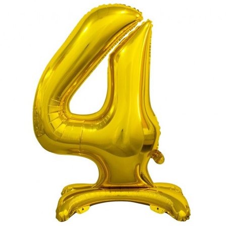 Stående Sifferballong Guld 74cm "0-9" Siffra 4 - Partyninja.se