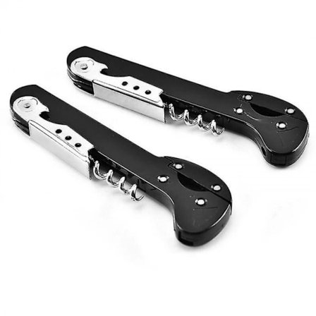 /EA/ 2-pak Flaskeåbnere med Folieskærer Proptrækker Værktøj 2 stk. (Sort)