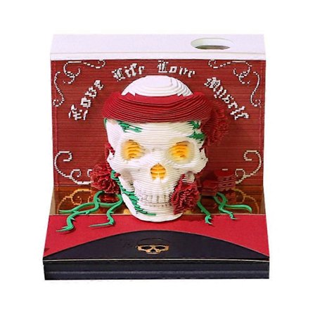 2026 Dödskalle Pappersskulptur Kalender 3D Konst Kalender Kreativa Skrivbordsdekorationer