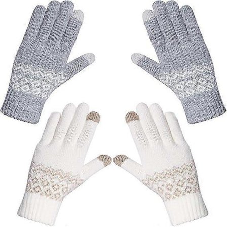 SBSG 2 Par Dame Vinter Touch Screen Handsker Varme Strikkede Termiske Handsker Tyk Plyss Foer Handleds Handsker Touchscreen til Smartphone Udendørs 