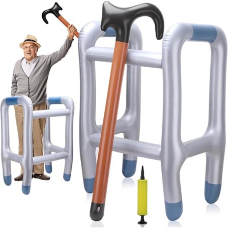 Oppustelig ramme oppustelig stok, sjovt kostume som bedstefar bedstemor til cosplay karneval karneval, med pumpe