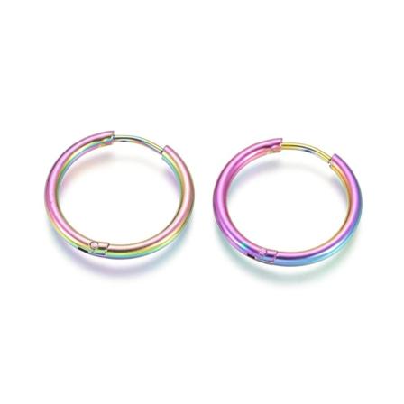 1par 20 Mm Hoops Örhängen I Rainbowpläterad 316l Kirurgiskt Stål