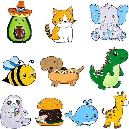 10 Stycken Söta Djur Pins för Barn Emalj Pins Ryggsäck Jac, ZQKLA