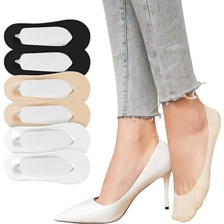 Osynliga Strumpor No Show Strumpor för Kvinnor Casual Låga Strumpor med Halkskydd Bomullsstrumpor 6 Par