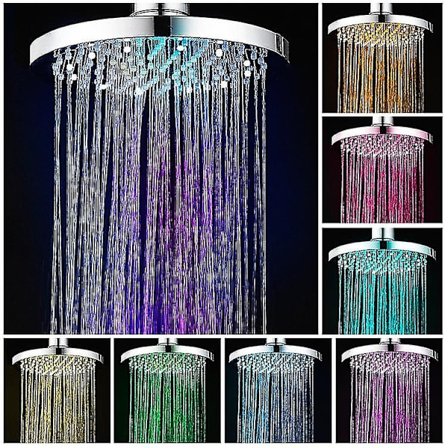 LED Duschhuvud, 20cm Belyst Duschhuvud, Färg Duschhuvud, LED Duschhuvud med 7 Färger, Rund LED Regnduschhuvud, LED Belyst -Xin