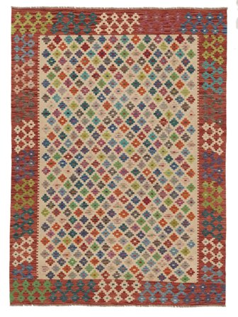 Orientalischer Kelim Afghan Old Stil Teppich 172X237 Dunkelrot/Braun Wolle, Afghanistan