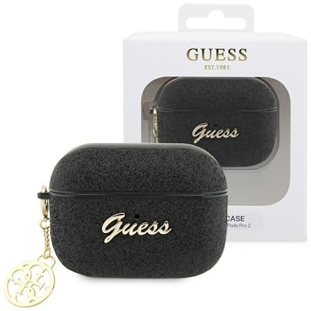 Guess GUAP2GLGSHK-deksel til AirPods Pro 2-deksel - Black Glitter Flake 4G Charm