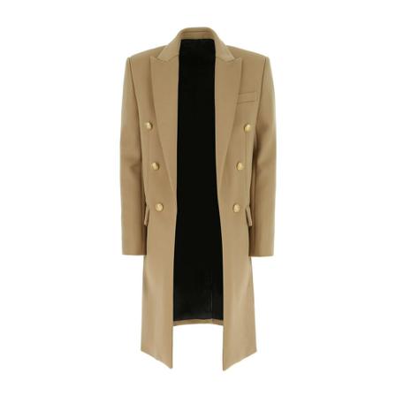 Balmain, Double-Breasted Coats Beige, Heren, Maat:M