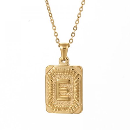 18K Guldpläterad Initial Halsband, Kvadratisk Bokstav