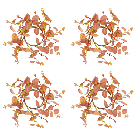 4 kpl Kynttilänrenkaita, Eukalyptuslehtiseppeleitä