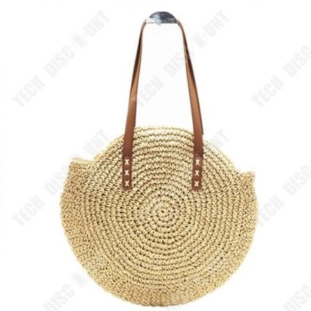 Handväska - TD - Rund strå - Beige - Axelrem - Sommarresa