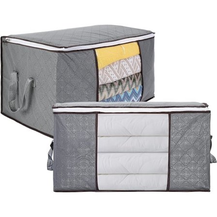 Tøjopbevaringspose, 2 stk. 90L sammenklappelig dyneopbevaringspose, under