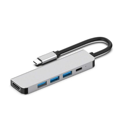 5-i-1 Portabel USB C Hub Multiport Adapter med 4K HDMI-utgång, 3 USB 3.0-portar, USB C 100W PD Kompatibel med Macbook Pro/Air/iPad Pro YEMAESRE