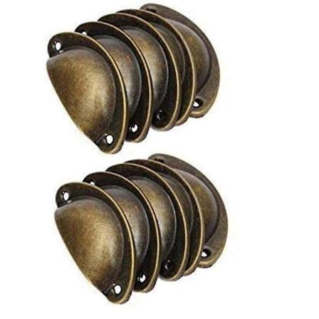 Skuffhåndtak i antikk blank jern, 10 stk