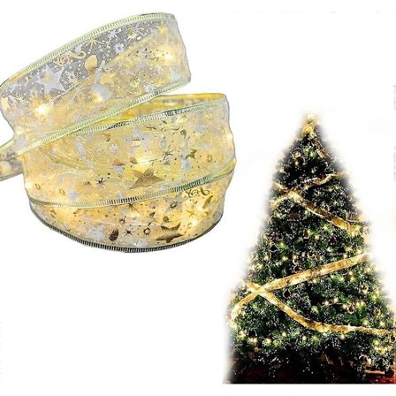Glødende Bånd Lyslenke LED Julelys, Juletre Dekor Lys, Varm Gul, 50LED(5cmx500cm)