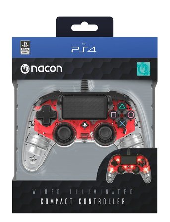 NACON Ps4 Wired Illuminated Compact Controller Light Red - Red - ONE SIZE