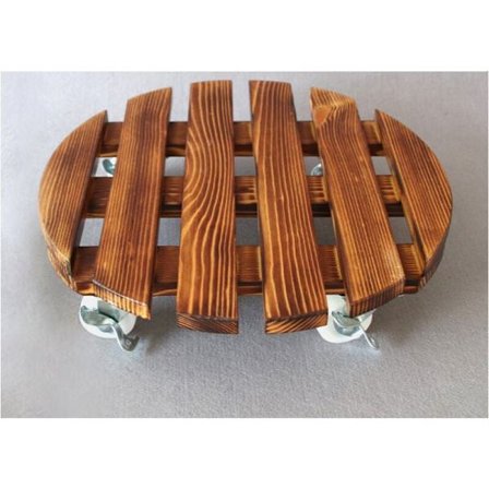 Blomkruka stativ 4 hjul ?? 35 cm för inomhusbruk I Hjul kruka massivt trä halkfri, kastanj, med broms