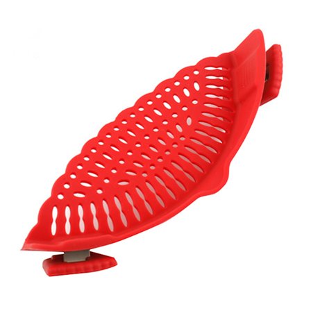 Snap N Strain Silikone Clip-On Si til Gryder Kød Grøntsager og Frugt Rød Køkken Gadget