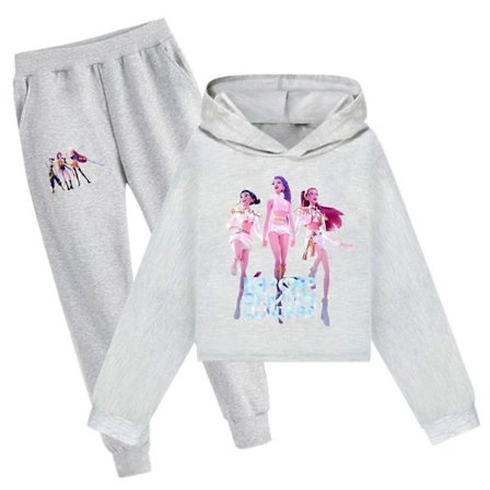 K-Pop Demon Hunters-hettegensere for jenter, genser for barn, gensere, bukser, antrekksett 03 _b Grå_OF