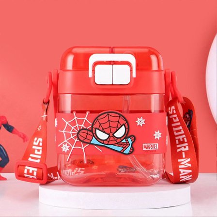 600ML Vattenflaska med Stor Kapacitet, Tecknad Flip Top Vattenflaskor för Kontor, Arbete, Hemma, Sport