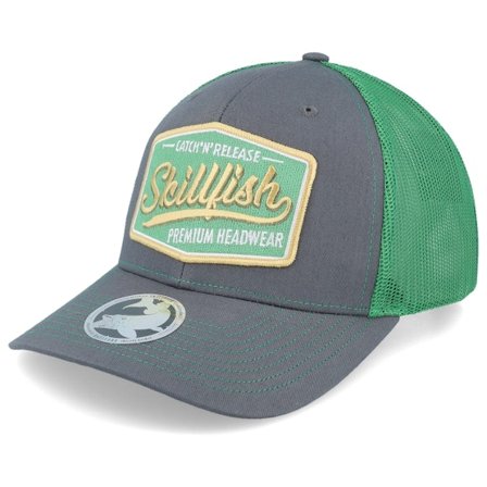 Skillfish - Grå trucker Caps - Premium Fishing 112 Split Charcoal/Kelly Trucker @ Hatstore