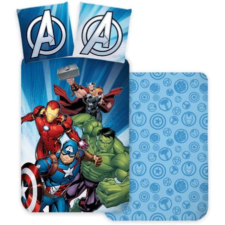 Avengers sängkläder enkel | påslakan 140 x 200 cm med örngott 60 x 65 cm | 100% bomull barn påslakan | vändbart superhjältetema