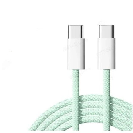 NÖRDIC 2m USB 2.0 USB-C-C-kaapeli iPhone 15/15 Pro/15 Plus/15 Pro Max 3A 480Mbps 60W vihreän