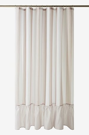 Jotex - Duschvorhang Gezappelt Hellbeige/weiß - ANDREA - Kaufe Duschvorhänge bei Jotex