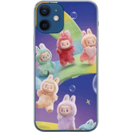 Yhteensopiva Puhelinkuori Apple iPhone 12 mini La.bubu sateenkaari juliste la.bubu hahmo pupu asu lelut söpö pastelli värikäs anime tyyli suunnittelu