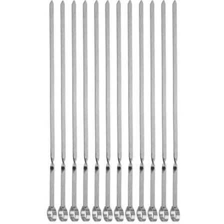 Platt grillspett i metall, 14" långa pinnar i rostfritt stål, återanvändbara