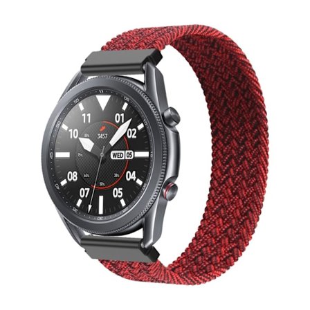 Samsung Galaxy Watch 3 (45 mm) klockarmband i elastisk nylon - Metallic Röd Storlek: S