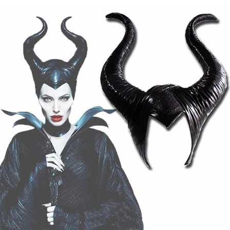 Halloween Latex Maleficent -hattu, pahat mustat sarvet, kuningattaren pääpanta